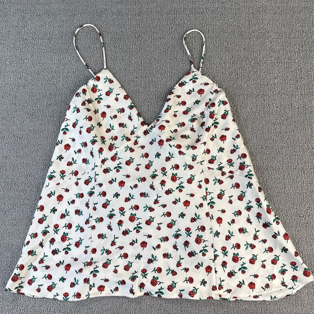 NWT A New Day Babydoll Top Rose Print Satin Y2K Size Large